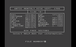 Antic magazine disk September 1986, Vol. 5, No. 5