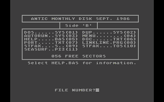 Antic magazine disk September 1986, Vol. 5, No. 5 atari screenshot