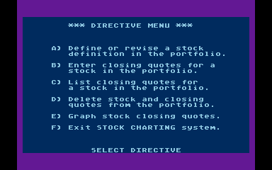Stock Charting atari screenshot