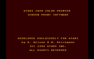 Atari 1020 Color Printer Screen Print Software