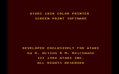 Atari 1020 Color Printer Screen Print Software atari screenshot