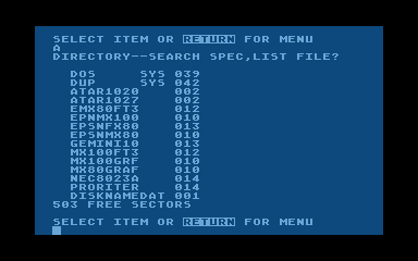 AtariWriter Printer Drivers atari screenshot