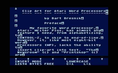 AtariWriter Plus atari screenshot