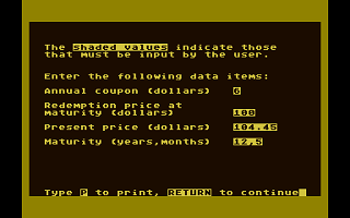 Bond Analysis atari screenshot