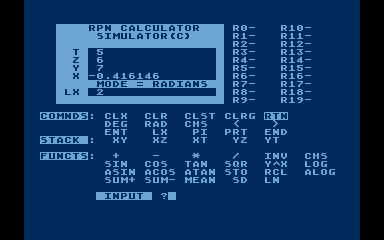 RPN Calculator Simulator atari screenshot