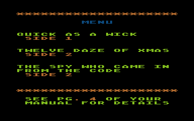 Three Holiday Games atari screenshot