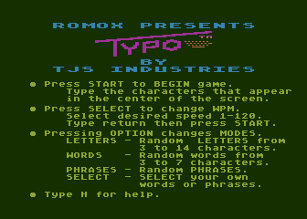 Typo atari screenshot