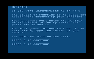 Wordfind atari screenshot