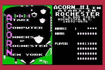 ACORN Pinball atari screenshot