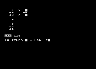 Adding Fractions atari screenshot