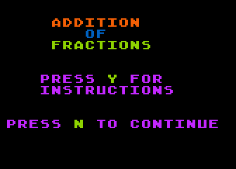 Addition of Fractions atari screenshot