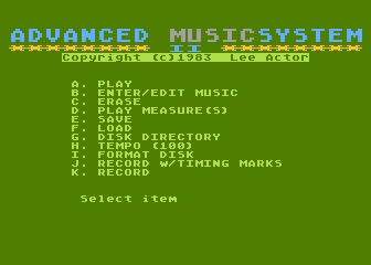 Advanced MusicSystem II atari screenshot