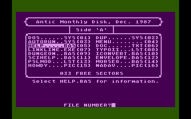 Antic magazine disk December 1987, Vol.6, No.8