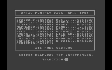 Antic magazine disk April 1984, Vol. 3, No. 1