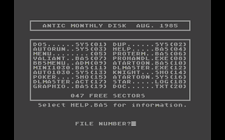 Antic magazine disk August 1985, Vol. 4, No. 4 atari screenshot