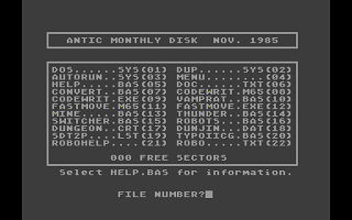 Antic magazine disk November 1985, Vol.4, No.7 atari screenshot