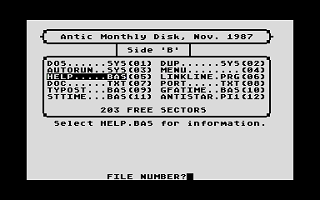 Antic magazine disk November 1987, Vol.6, No.7 atari screenshot