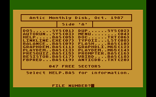 Antic magazine disk October 1987, Vol.6, No.6 atari screenshot