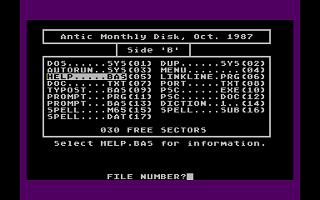 Antic magazine disk October 1987, Vol.6, No.6 atari screenshot