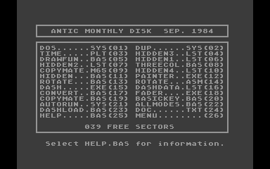 Antic magazine disk September 1984, Vol.3, No.5 atari screenshot