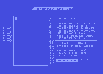 Arkanoid Editor atari screenshot