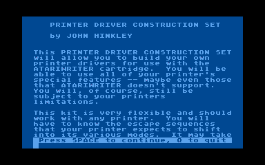 Atariwriter Printer Drivers atari screenshot