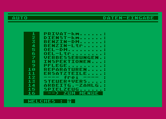 Autokosten atari screenshot