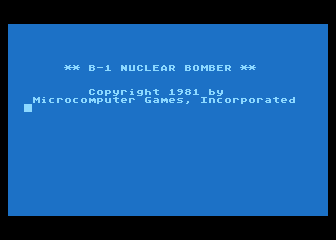 B-1 Nuclear Bomber atari screenshot