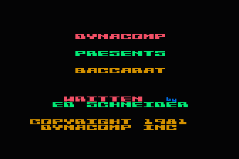 Baccarat atari screenshot
