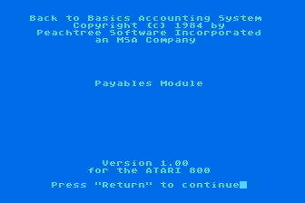 Back to Basics Accounting System - Accounts Payable atari screenshot