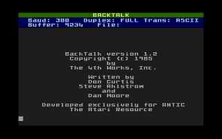 Backtalk atari screenshot