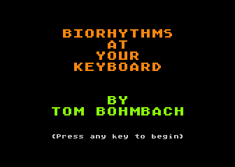 BASIC Biorhythms atari screenshot