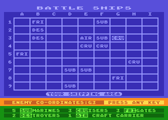 Battle Ships atari screenshot