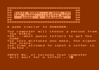 Bible Names atari screenshot
