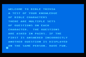 Bible Trivia atari screenshot