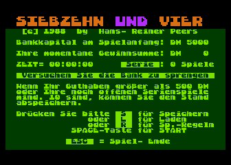 Black Jack - Siebzehn und Vier atari screenshot