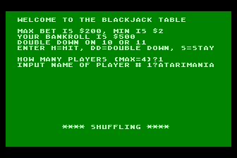 Blackjack atari screenshot