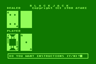 Blackjack atari screenshot
