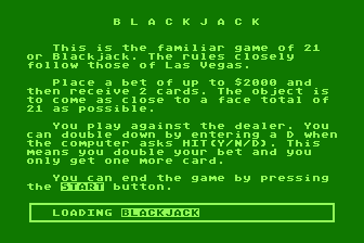 Blackjack atari screenshot
