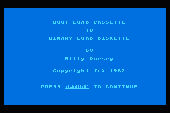 Boot Load Cassette to Binary Load Diskette — screenshot 1