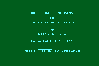 Boot Load Programs to Binary Load Diskette atari screenshot