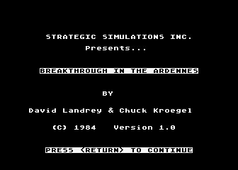 Breakthrough in the Ardennes atari screenshot