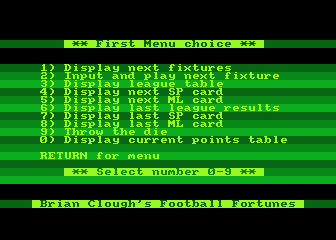 Brian Clough's Football Fortunes atari screenshot