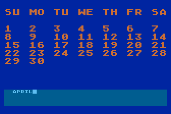 Calendar atari screenshot