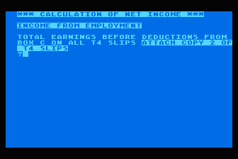 Canadian Income Tax Calculation atari screenshot