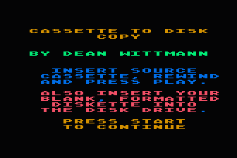 Cassette to Disk Copy atari screenshot
