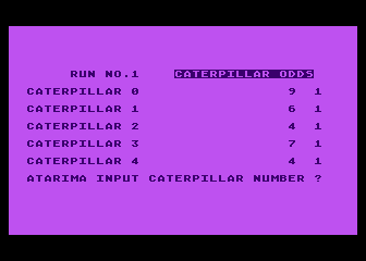 Caterpillar Races atari screenshot