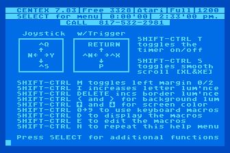 Centex 7.83 atari screenshot