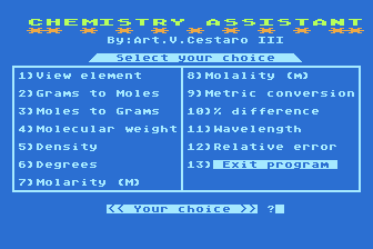 Chemistry Assistant atari screenshot