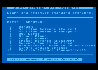 Chess Openings for Beginners atari screenshot